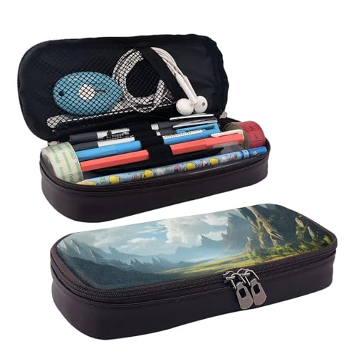 GlbnSHeric Federmäppchen, einziehbar, gelbe Blumen und Vögel, Stiftetasche, Schreibwarenetui mit Reißverschluss, Stifthalter, ästhetische Federmäppchen für Büroarbeit, 9 × 20 cm, Fantasy Landschaft, von GlbnSHeric