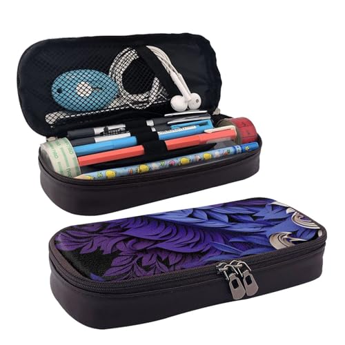 GlbnSHeric Federmäppchen, einziehbar, mit Katzenmotiv, Schreibwarenetui mit Reißverschluss, Stifthalter, ästhetisches Federmäppchen für Büroarbeit, 9 × 20 cm, Violette abstrakte Elemente, von GlbnSHeric