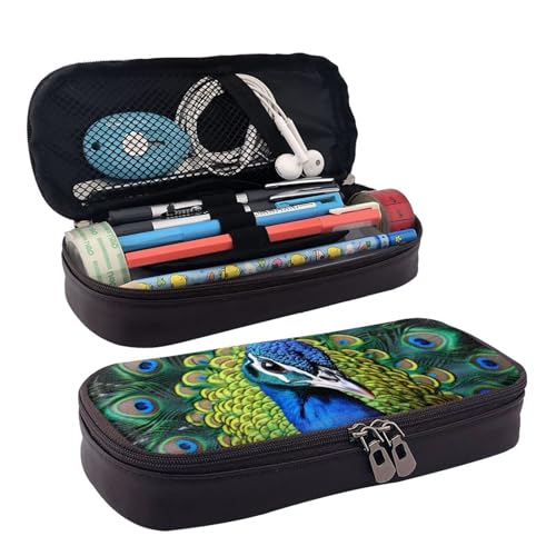 GlbnSHeric Federmäppchen, einziehbares Federmäppchen, Auto, Strand, Stiftetasche, Schreibwarenetui mit Reißverschluss, Stifthalter, ästhetisches Federmäppchen für Büroarbeit, 9 × 20 cm, Blauer Pfau, von GlbnSHeric