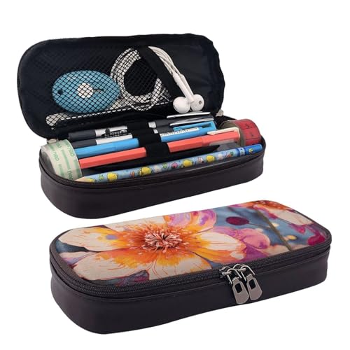 GlbnSHeric Federmäppchen, einziehbares Federmäppchen, Auto, Strand, Stiftetasche, Schreibwarenetui mit Reißverschluss, Stifthalter, ästhetisches Federmäppchen für Büroarbeit, 9 × 20 cm, Helle Blumen, von GlbnSHeric