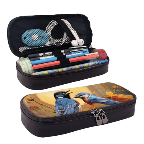 GlbnSHeric Federmäppchen, einziehbares Federmäppchen, Auto, Strand, Stiftetasche, Schreibwarenetui mit Reißverschluss, Stifthalter, ästhetisches Federmäppchen für Büroarbeit, 9 × 20 cm, Vögel und von GlbnSHeric