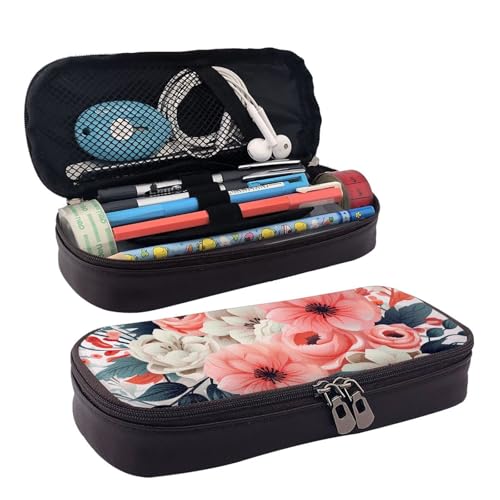 GlbnSHeric Federmäppchen, einziehbares Federmäppchen, Drucklippen, Stiftetasche, Schreibwarenetui mit Reißverschluss, Stifthalter, ästhetisches Federmäppchen für Büroarbeit, 9 × 20 cm, blumen, von GlbnSHeric