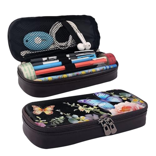 GlbnSHeric Federmäppchen, einziehbares Federmäppchen, Hellgelb, Camouflage-Stifttasche, Schreibwarenetui mit Reißverschluss, Stifthalter, ästhetisches Federmäppchen für Büroarbeit, 9 × 20 cm, Blumen von GlbnSHeric