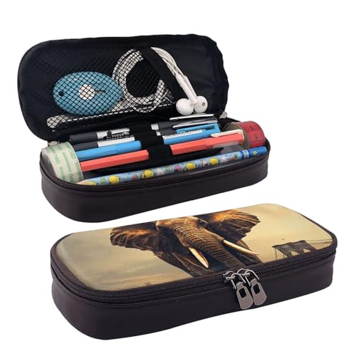 GlbnSHeric Federmäppchen, einziehbares Federmäppchen, Motiv: Fisch unter dem Meer, Schreibwarenetui mit Reißverschluss, Stifthalter, ästhetisches Federmäppchen für Büroarbeit, 9 × 20 cm, Elefant auf von GlbnSHeric