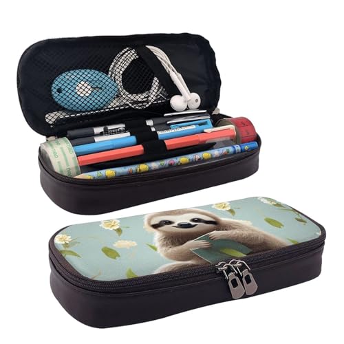 GlbnSHeric Federmäppchen, einziehbares Federmäppchen, Radfahren, Faultier, Stiftetasche, Schreibwarenetui mit Reißverschluss, Stifthalter, ästhetisches Federmäppchen für Büroarbeit, 9 × 20 cm, von GlbnSHeric