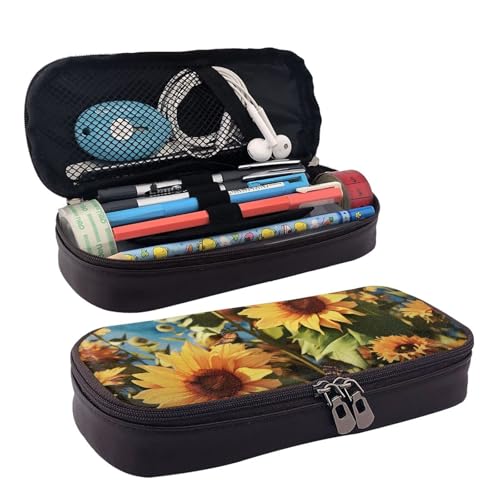 GlbnSHeric Federmäppchen, einziehbares Federmäppchen, Schmetterlinge, Sonnenblumen, Stiftetasche, Schreibwarenetui mit Reißverschluss, Stifthalter, ästhetisches Federmäppchen für Büroarbeit, 9 × 20 von GlbnSHeric