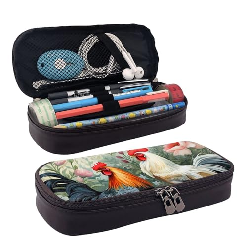 GlbnSHeric Federmäppchen, einziehbares Federmäppchen, Spatzenvögel, singen, Stifteetui, Schreibwarenetui mit Reißverschluss, Stifthalter, ästhetisches Federmäppchen für Büroarbeit, 9 × 20 cm, Hahn, von GlbnSHeric