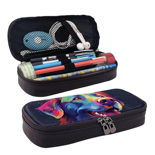 GlbnSHeric Federmäppchen, einziehbares Federmäppchen, bunte Drachen, Stiftetasche, Schreibwarenetui mit Reißverschluss, Stifthalter, ästhetisches Federmäppchen für Büroarbeit, 9 × 20 cm, Bunte Hunde., von GlbnSHeric
