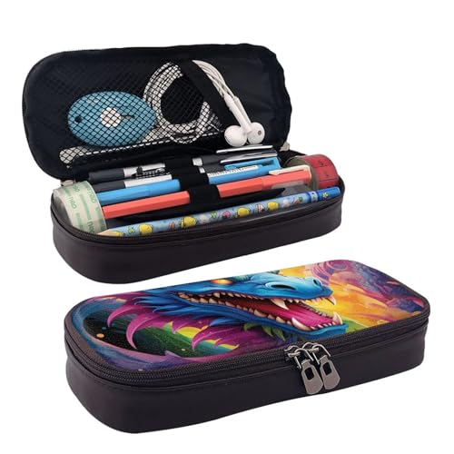GlbnSHeric Federmäppchen, einziehbares Federmäppchen, bunte Drachen, Stiftetasche, Schreibwarenetui mit Reißverschluss, Stifthalter, ästhetisches Federmäppchen für Büroarbeit, 9 × 20 cm, Bunte von GlbnSHeric