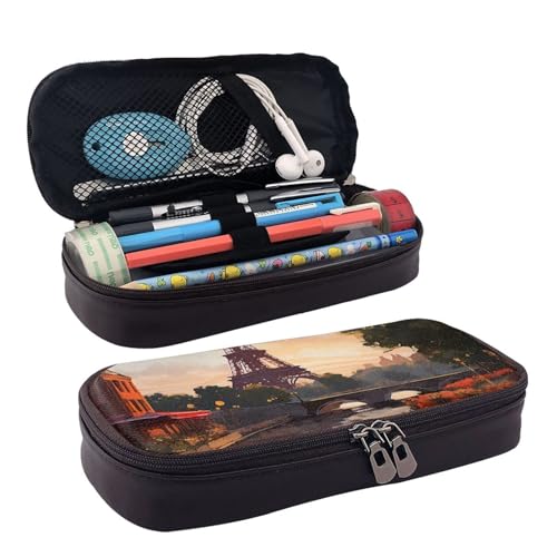 GlbnSHeric Federmäppchen, einziehbares Federmäppchen, rosa weiße Blumen, Stiftetasche, Schreibwarenetui mit Reißverschluss, Stifthalter, ästhetisches Federmäppchen für Büroarbeit, 9 × 20 cm, Pariser von GlbnSHeric