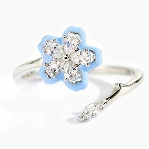 Blume drehbar S925 Sterling Silber Ring Hip Hop Punk Ring für Frauen Weihnachten Ins Stil Geburtstag Geschenk Einfacher Schmuck von GleaMora