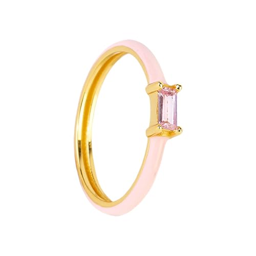 GleaMora 18 Karat vergoldeter Ring Einfacher quadratischer Zirkonring für Frauen Ring Valentinstag Freizeit Urlaub Hochzeit Licht Luxus Geschenk von GleaMora