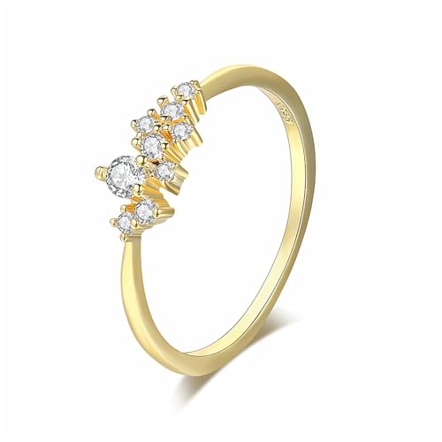 GleaMora Dünner Ring Gold Silber Einfacher Ring Frauen Ring mit Zirkon Valentinstag Freizeiturlaub Hochzeit Licht Luxus Party Geschenk von GleaMora