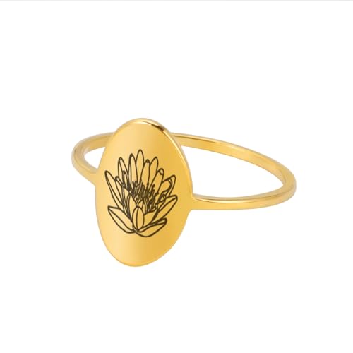 GleaMora Edelstahl Einfache Blume Ovaler Ring Personalisierter Valentinstag Freizeiturlaub Frauen Geburtstagsfeier Licht Luxus Geschenk von GleaMora