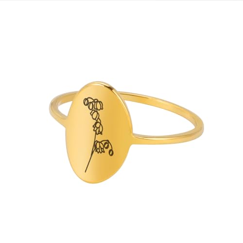 GleaMora Edelstahl Einfache Blume Ovaler Ring Personalisierter Valentinstag Freizeiturlaub Frauen Geburtstagsfeier Licht Luxus Geschenk von GleaMora