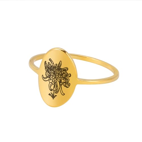 GleaMora Edelstahl Einfache Blume Ovaler Ring Personalisierter Valentinstag Freizeiturlaub Frauen Geburtstagsfeier Licht Luxus Geschenk von GleaMora