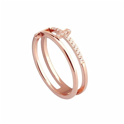 GleaMora Eleganter süßer Kreuzring Titanstahl Roségold Ring Weihnachten Ins Stil für Frauen Geburtstagsgeschenk Einfacher trendiger Schmuck von GleaMora