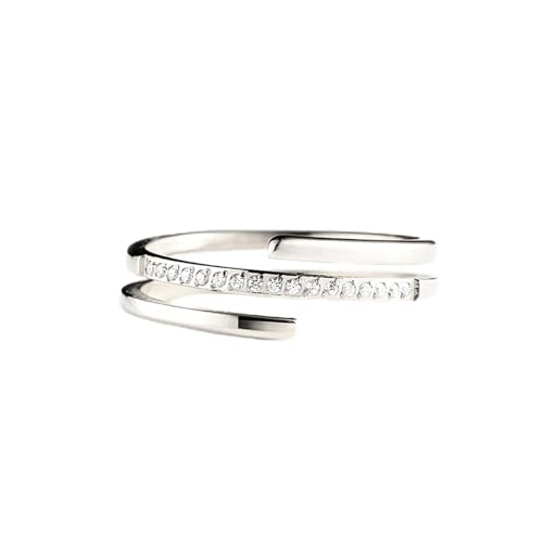 GleaMora Frauen im Stil Leichter Luxus S925 Sterlingsilber Doppelschichtiger Kreuzring Minimalistischer Ring Schmuck Vorschlag Geburtstagsgeschenk von GleaMora