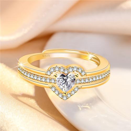 GleaMora Herzförmiger Ring für Frauen Ring Minimalist Valentinstag Gold Silber Roségold Lässig Urlaub Geburtstag Licht Luxus Geschenk von GleaMora
