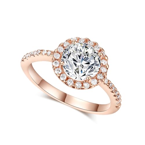 GleaMora INS Style Round für Frauen Verlobungsring Klassischer Schmuck Light Luxus Ring Jubiläum Geburtstagsfeier Romantisches süßes Geschenk von GleaMora