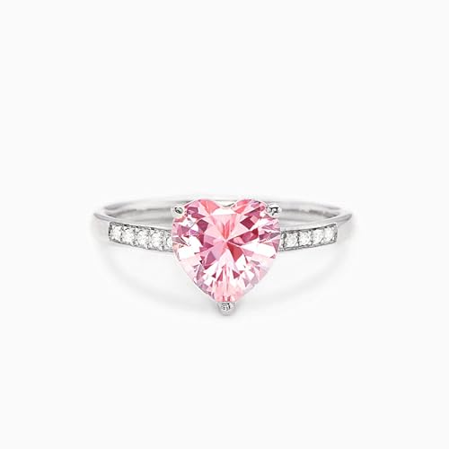 GleaMora Ins-Stil Frauen Ring S925 Sterlingsilber Ring mit rosa Zirkon Einfacher Ring Weihnachten Urlaub lässiger Jubiläumsschmuck von GleaMora