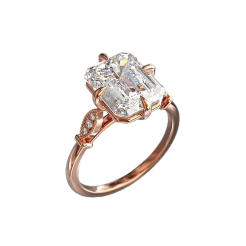 GleaMora Ins Style Frauen Ring Classic Vier Klauen Roségold mit Zirkon Ring Einfacher Ring Weihnachten Urlaub Freizeit Jubiläum Schmuck von GleaMora