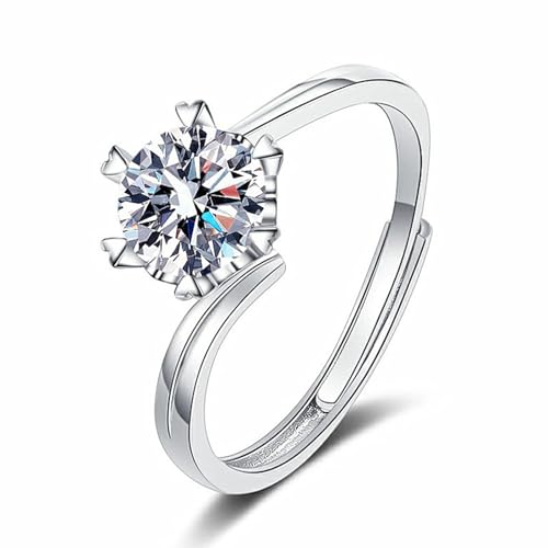 GleaMora Ins Style Ring S925 Sterlingsilber Schneeflockenring mit Moissanit Einfacher Ring Urlaub Freizeit Jubiläum für Frauen Schmuck von GleaMora