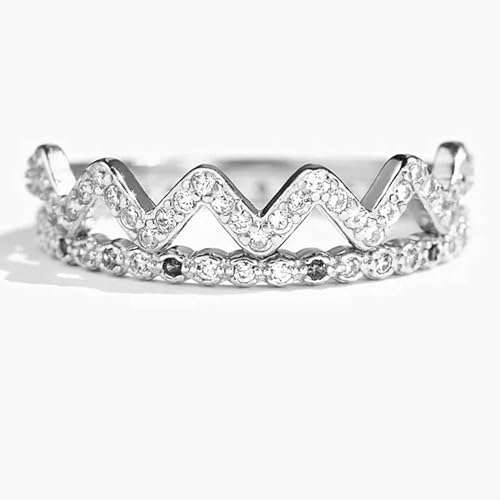 GleaMora S925 Sterlingsilber EKG-Ring für Frauen Ring Einfacher Valentinstag Freizeit Urlaub Geburtstagsfeier Licht Luxus Geschenk von GleaMora