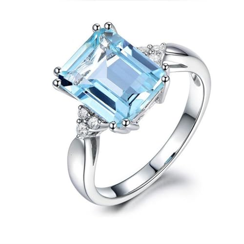 GleaMora Vogue INS Stil Ring Elegant romantisch Frauen Ring Ozean Blau Quadrat Verlobung Weihnachten Urlaub Freizeit Jubiläum Schmuck von GleaMora