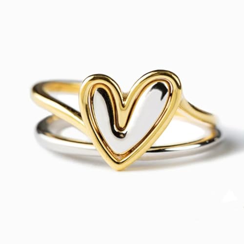 S925 Sterling Silber Herz Ring Ins Stil Unregelmäßiger Ring Minimalist Ring Weihnachten Urlaub Frauen 2 Stück Jubiläumsschmuck von GleaMora