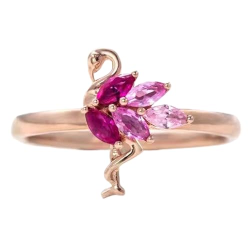 S925 Sterling Silber Ring mit Zirkonring Weihnachten Ins Stil für Frauen Geburtstagsgeschenk Flamingo Ring lässiger trendiger Schmuck von GleaMora