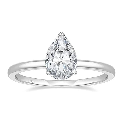 S925 Sterling Silber Ring mit tropfenförmigem Zirkonring für Frauen Christmas Inns Stil Geburtstagsgeschenk Einfacher Vogue Schmuck von GleaMora