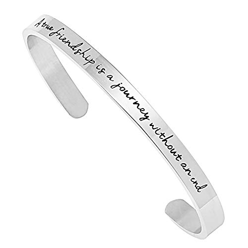 Gleamart Inspirational Manschette Armreif Edelstahl graviert Keep Going Armband Geschenk Eine wahre Freundschaft von Gleamart