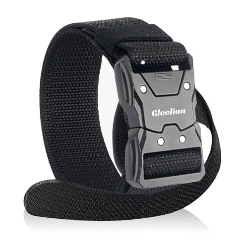 Gleelion Herren Tactical Nylon Gürtel - Schnellverschluss Gürtel für Outdoor, Arbeit, Wandern - Verstellbares Lochfreies Design, 500kg Tragfähigkeit, Schwarz Gleelion Herren Tactical Nylon Gürtel - Schnellverschluss Gürtel für Outdoor, Arbeit, Wandern - Verstellbares Lochfreies Design, 500kg Tragfähigkeit, Schwarz von Gleelion