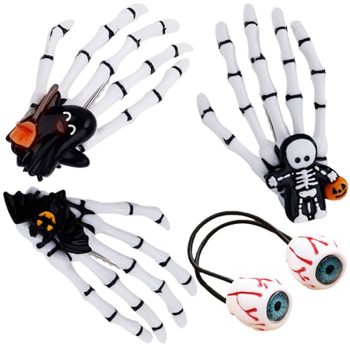Gleemix Halloween Haarschmuck Set, Halloween Haarspangen Skelett Hände, Haarbindungen Augapfel, für Cosplay Mädchen, Gothic Haarschmuck von Gleemix