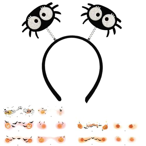 Gleevio Halloween Spinne Haarreif mit 10 Stück Gesichtstattoo, Damen & Kinder, Unisex, Halloween Haarschmuck, Cosplay & Kürbis Tattoo von Gleevio
