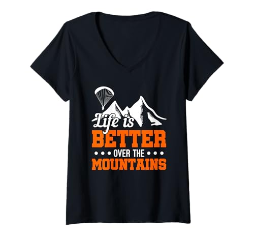 Damen Gleitschirm Paragliding T-Shirt mit V-Ausschnitt Damen Gleitschirm Paragliding T-Shirt mit V-Ausschnitt von Gleitschirm Paragliding