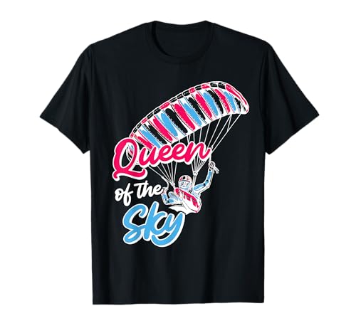 Gleitschirmflieger Frauen Queen of The Sky Paragliding T-Shirt von Gleitschirmfliegen Geschenk Paraglider Damen