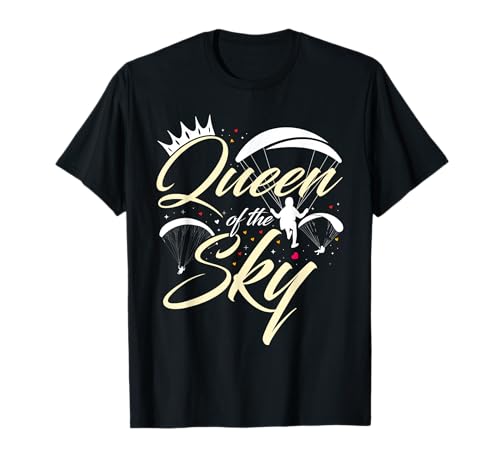 Queen of the Sky Paragliding Girls Gleitschirm Damen T-Shirt von Gleitschirmfliegen Geschenk Paraglider Damen