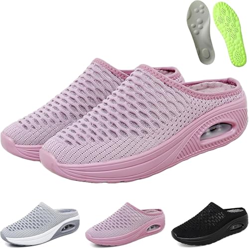 Glemall Hatme Orthopädische Hausschuhe, Damen Herren Pantoletten mit FußBett, Rutschfeste Strick-Damenschuhe Slip-On-Sandalen(Rosa,39) von Glemall