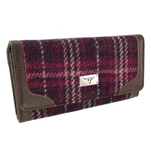 Glen Appin Harris Tweed LB2000 Bute Faltbörse für Damen, 131 Purple Check, Geldbörse von Glen Appin