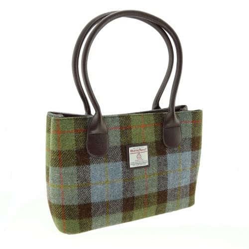 Glen Appin Harris Tweed Classic Handtasche - LB1003 - Cassley, Farbe 15 Grün Blau kariert von Glen Appin