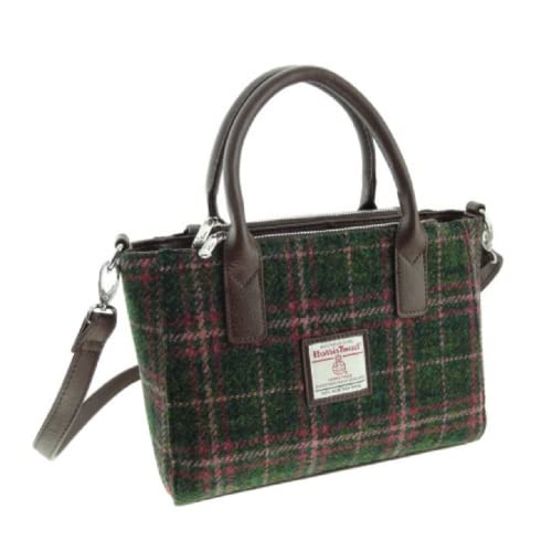 Glen Appin Harris Tweed Tote Handtasche - LB1228 Brora, Col 107 Green Plum Check, Small Glen Appin Harris Tweed Tote Handtasche - LB1228 Brora, Col 107 Green Plum Check, Small von Glen Appin