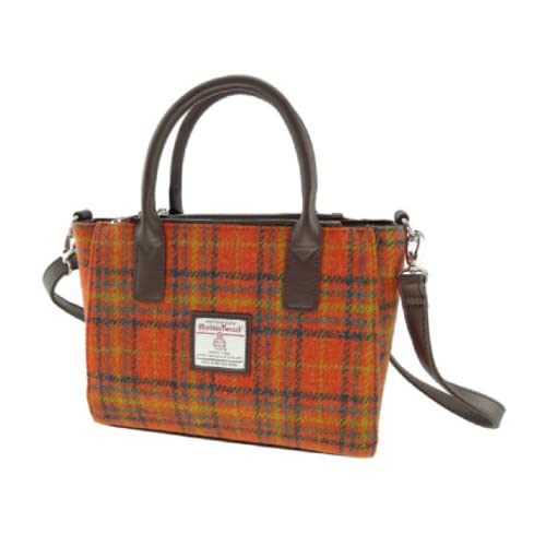 Glen Appin Harris Tweed Handtasche – LB1228 Brora, Col 108 Orange Check, Small von Glen Appin