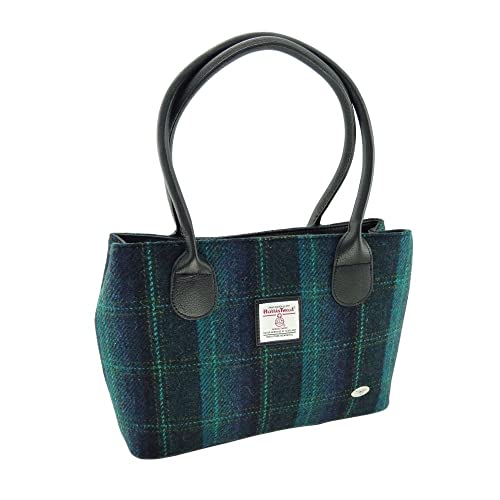 Glen Appin Harris Tweed Klassische Handtasche – LB1003 – Cassley, Farbe 119 Blau/Türkis von Glen Appin