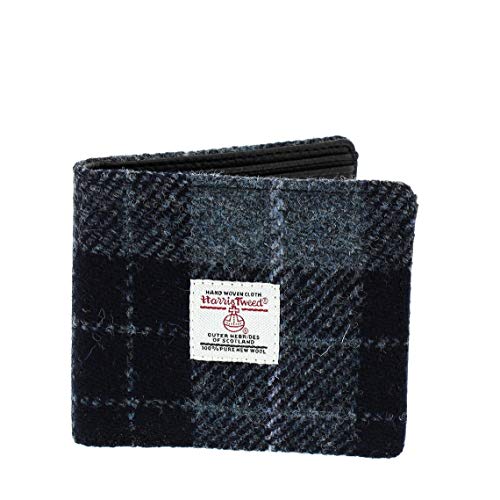 Glen Appin Harris Tweed Geldbörse für Herren in Grau/Schwarzem Tartan von Glen Appin