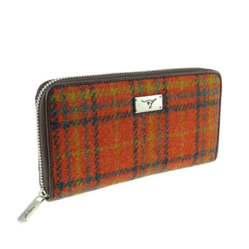 Glen Appin Harris Tweed Große Geldbörse mit Reißverschluss LB2100 Staffa, Col 108 Orange Check, L, Casual Glen Appin Harris Tweed Große Geldbörse mit Reißverschluss LB2100 Staffa, Col 108 Orange Check, L, Casual von Glen Appin