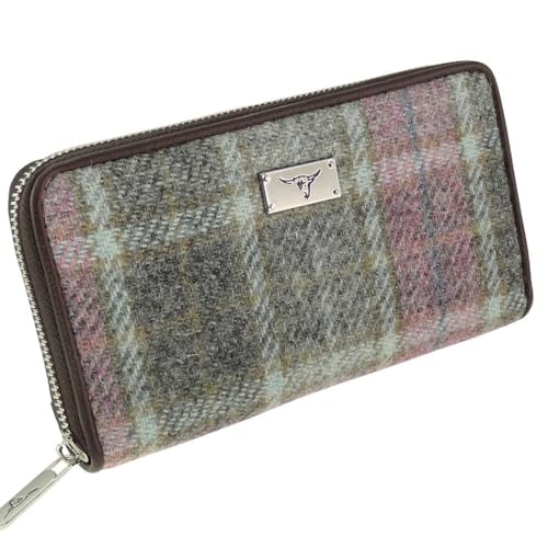 Glen Appin of Scotland Harris Tweed Staffa LB2100-COL134 Geldbörse mit langem Reißverschluss in Soft Pink Buchanan, rose, Staffa von Glen Appin