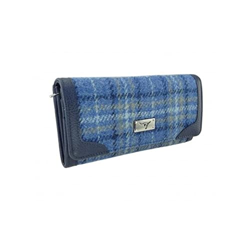 Glen Appin Harris Tweed LB2000 Bute Faltbörse für Damen, Hellblau kariert, S, Casual von Glen Appin