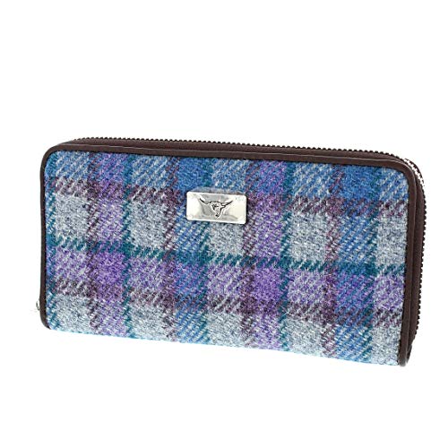 Glen Appin Harris Tweed Groß Reißverschluss Geldbörse LB2100 Staffa - Farbe 98 Blau/Lila, Large von Glen Appin